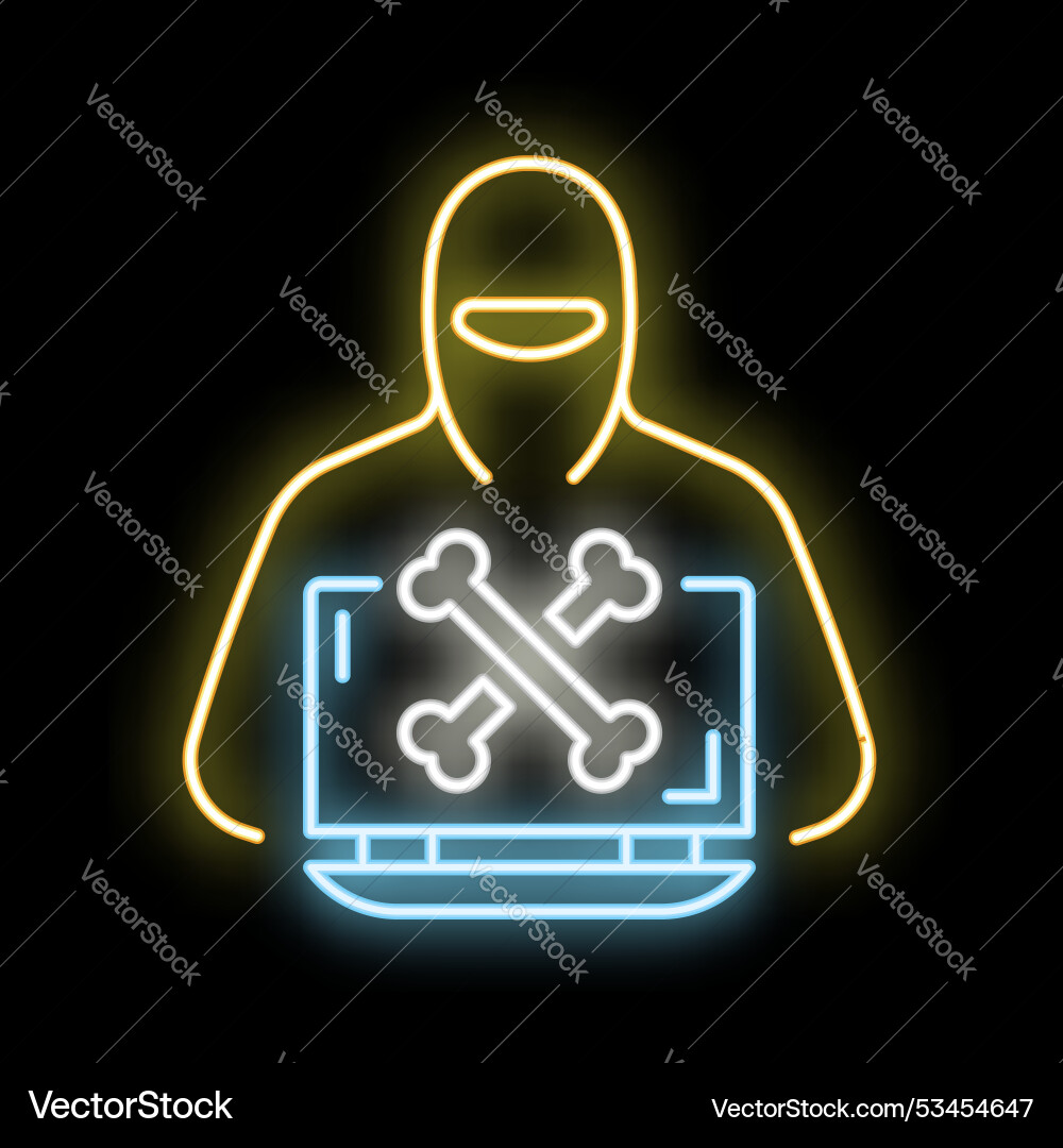 Hacker using laptop with skull and crossbones Hacker using laptop with skull and crossbones vector image