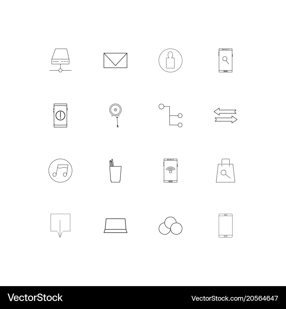 Internet technologies simple linear icons set vector image