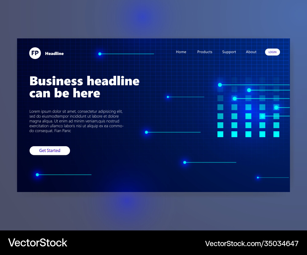 Landing page template with gradient modern webpage Landing page template with gradient modern webpage Vector Image