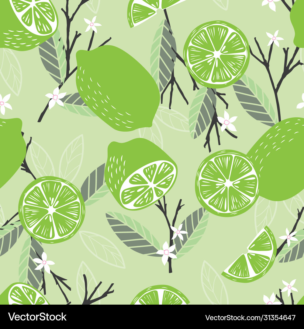 Lime and Branch Pattern vector image