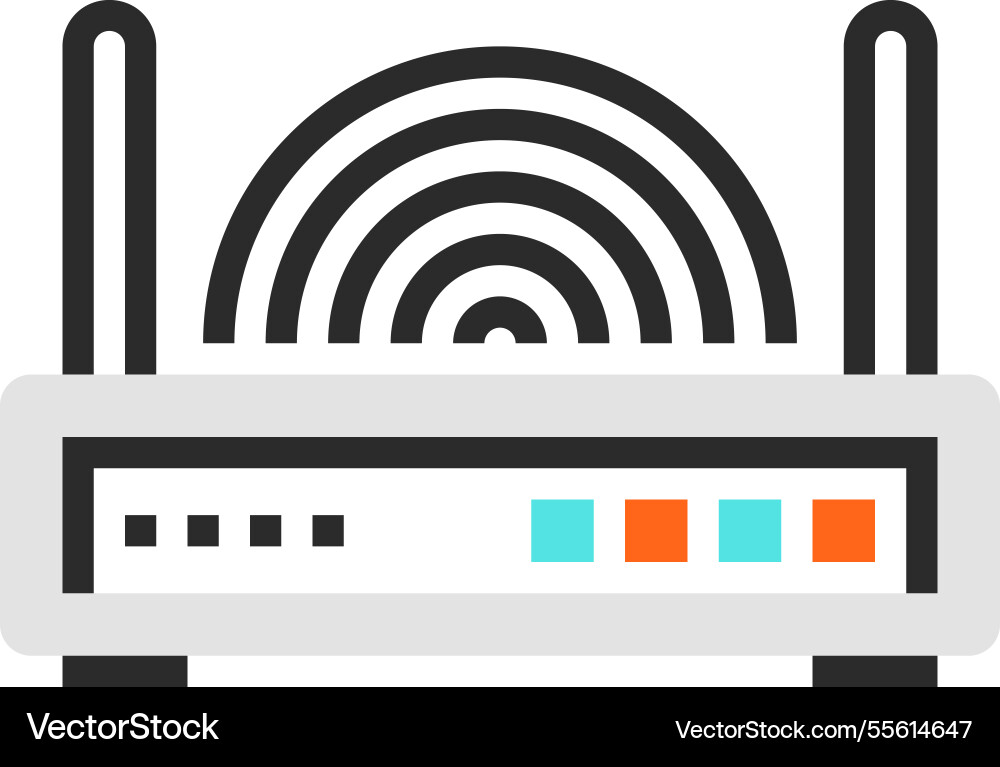 Local area network flat line web icon concept Vector Image