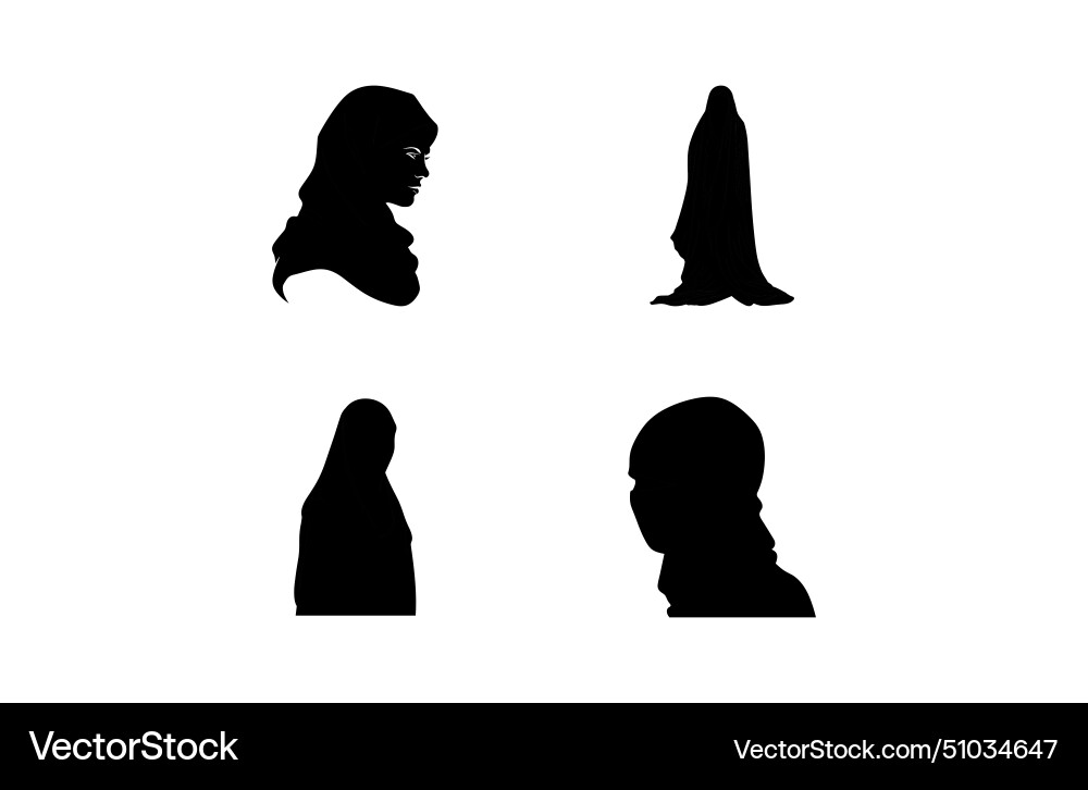 Muslim woman in hijab fashion silhouette set Muslim woman in hijab fashion silhouette set vector image