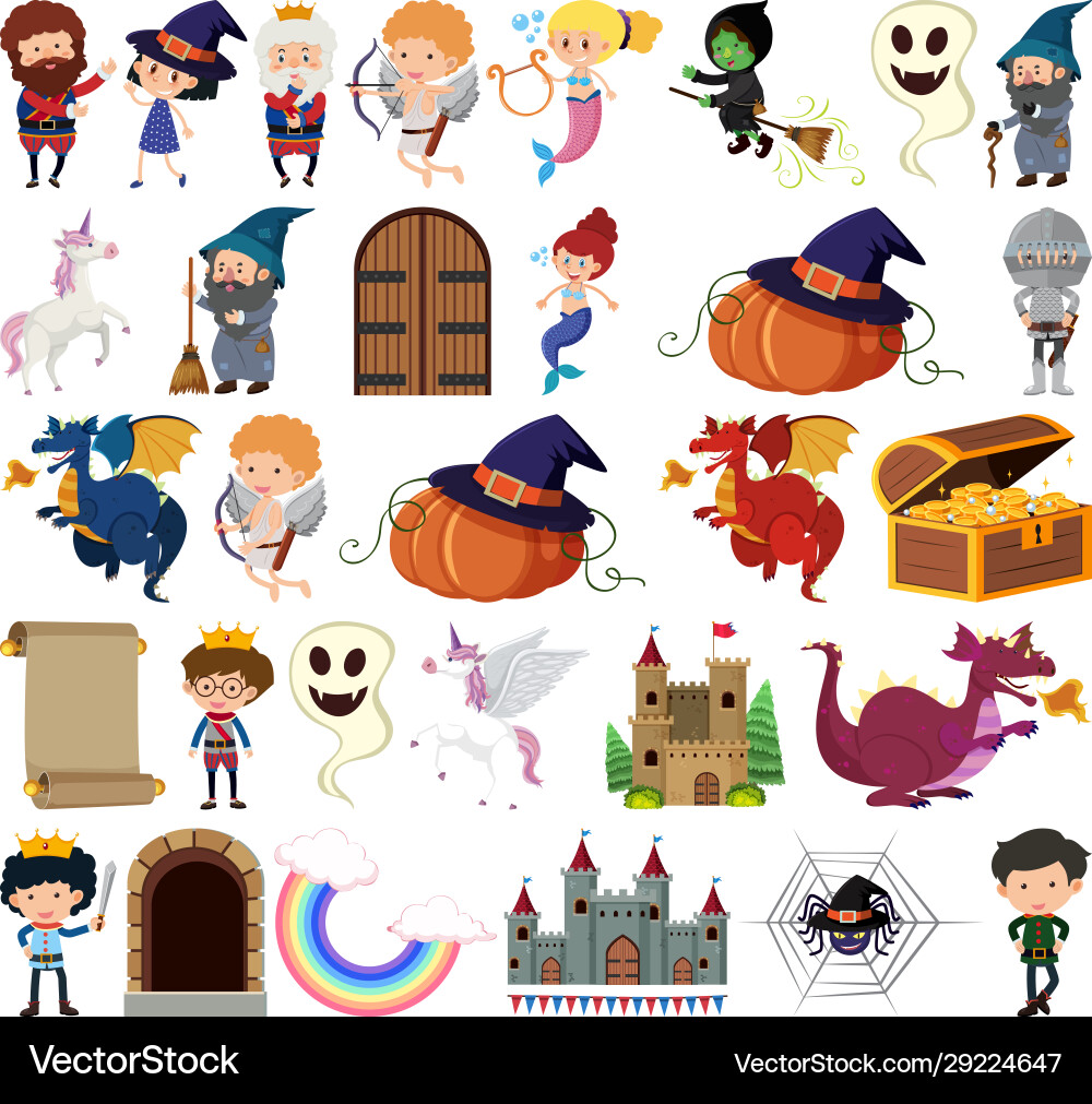 Set isolated objects theme fairytale Set isolated objects theme fairytale vector image