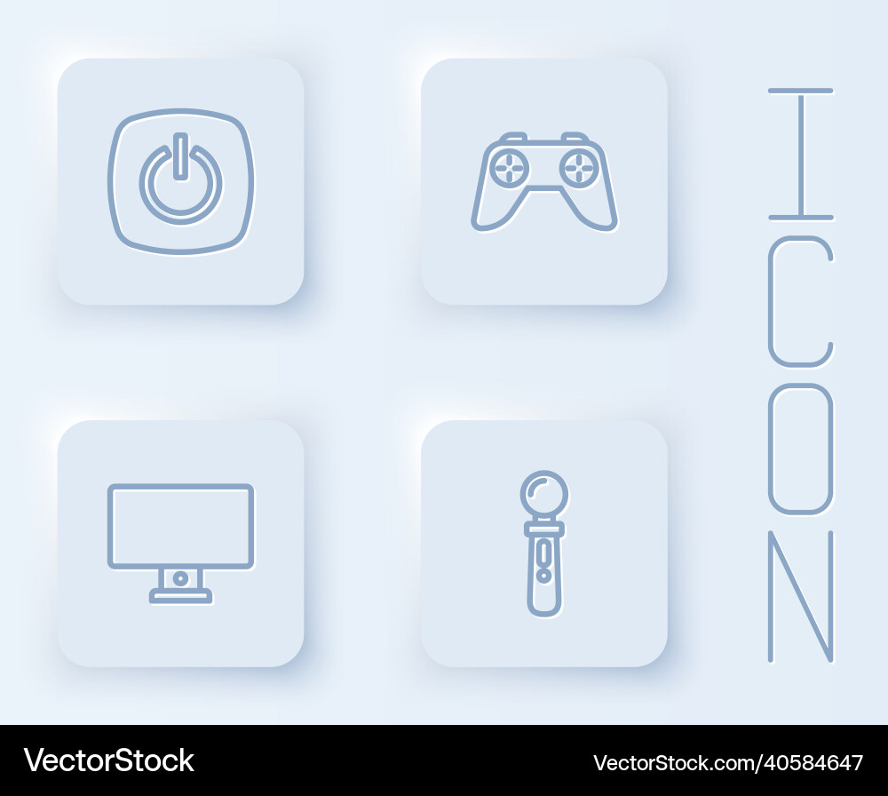 Set Line Power-Taste Spiel Controller oder Joystick Set Line Power-Taste Spiel Controller oder Joystick vektorbild