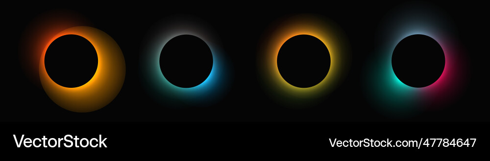 Set of circle illuminate light frames with color Set of circle illuminate light frames with color vector image
