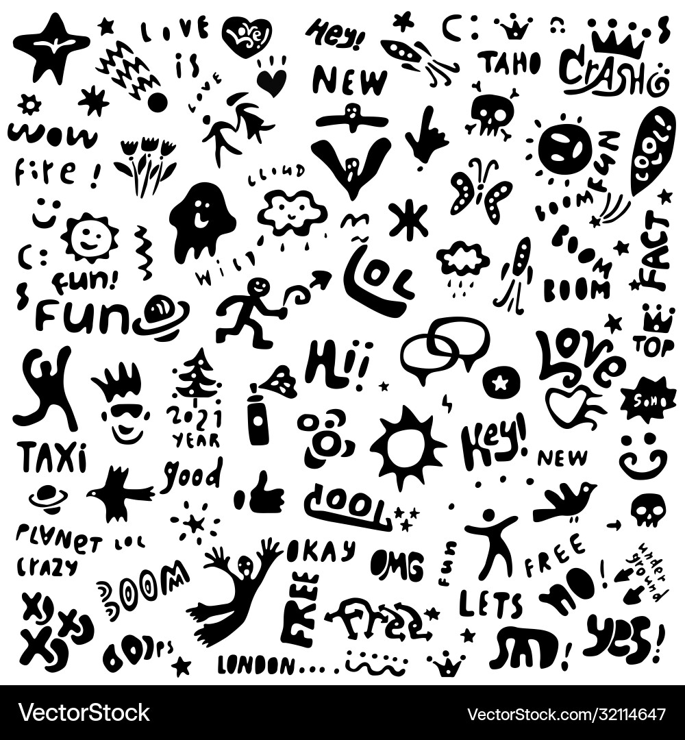 Sign and symbol lettering objects - icon set Vector Image