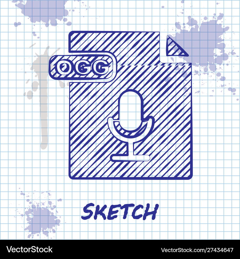 Sketch line ogg file document download button Sketch line ogg file document download button vector image