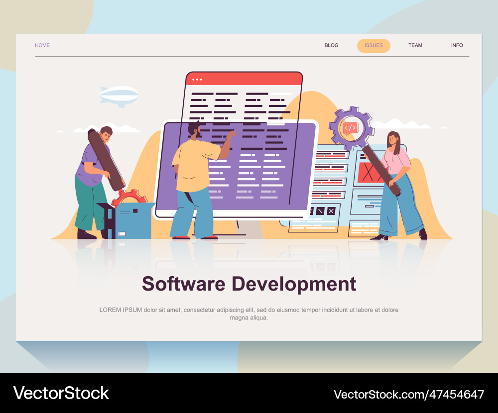 Software Development Team Concept Vector Image