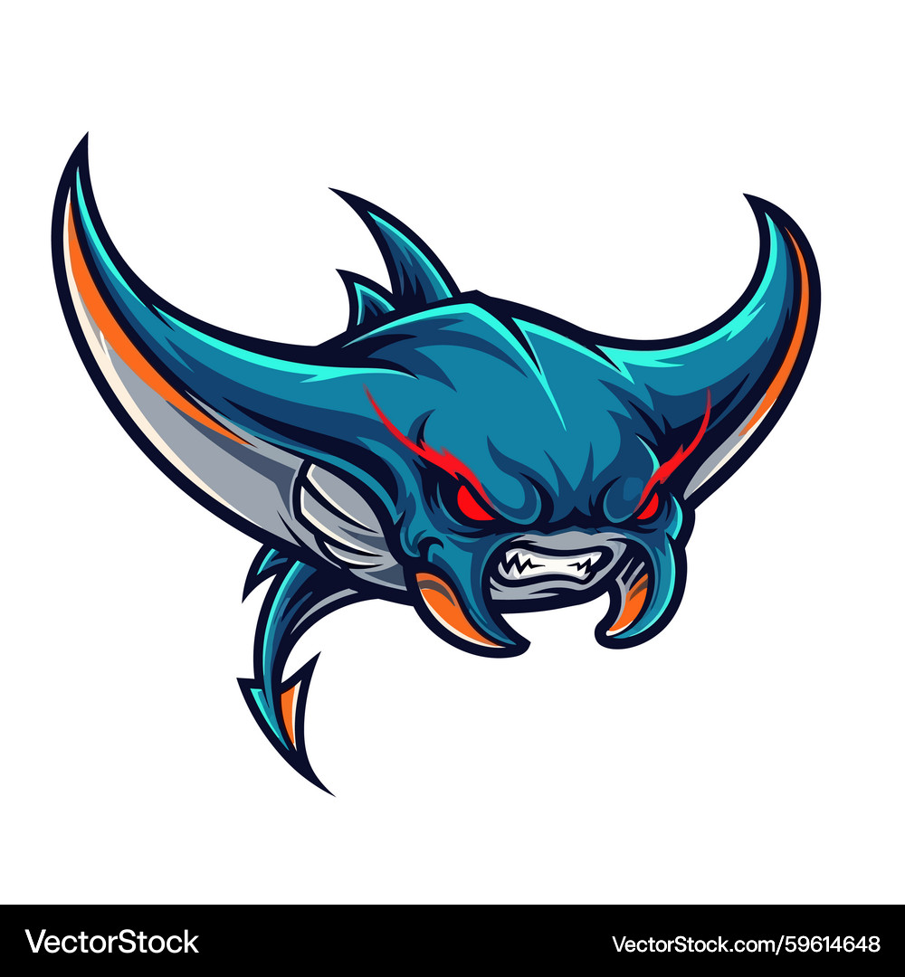 Angry Manta Ray Mascot – Royalty-Free Vector | VectorStock