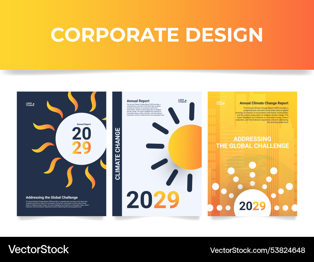 Annual climate change report poster corporate Annual climate change report poster corporate vector image