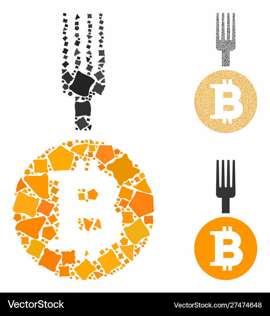 Bitcoin fork mosaic icon bumpy pieces Vector Image