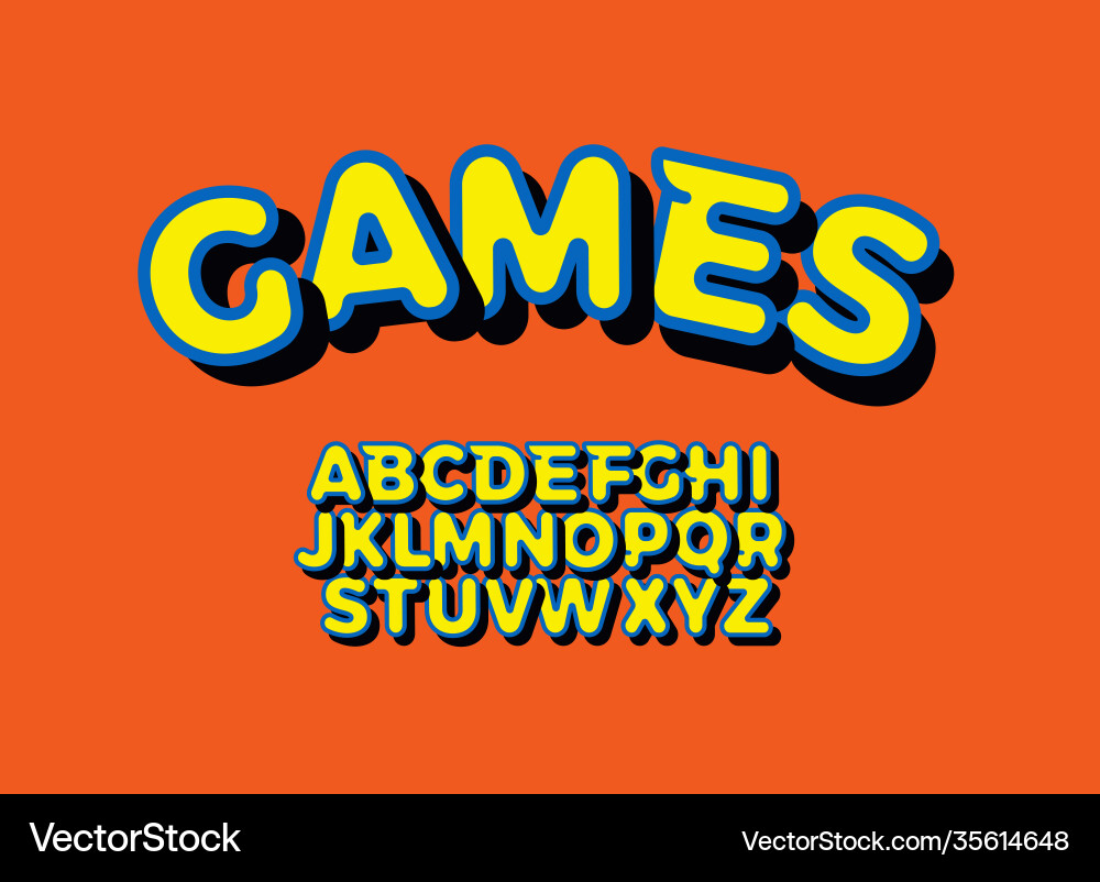 Bold 3D Alphabet Font - Playful Style Vector Image