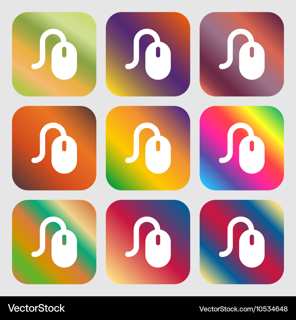 Computer mouse icon nine buttons with bright vector image