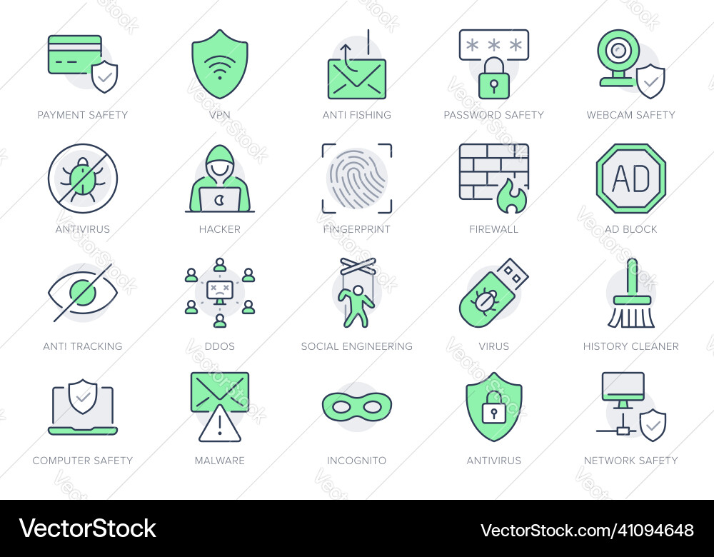 Cybersecurity Line Icons - Security Toolkit Vector Image
