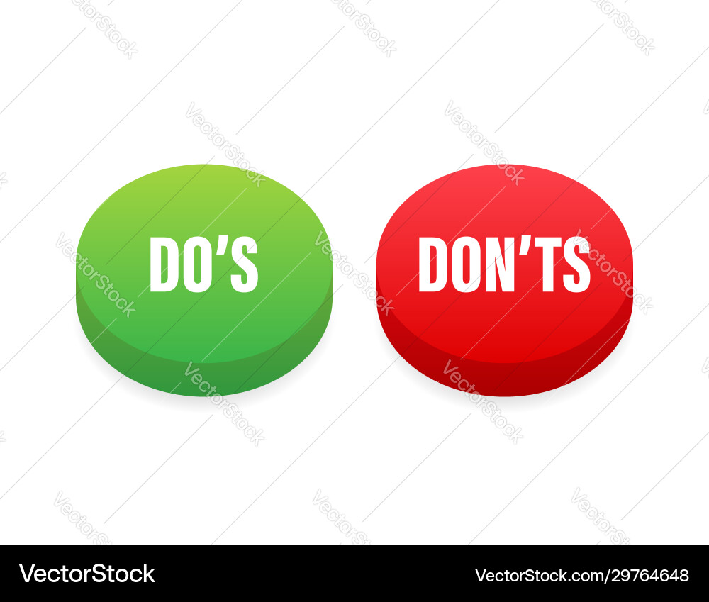 Dos and donts button flat simple thumb up symbol vector image