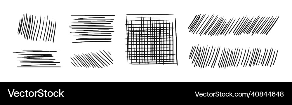 Drawn hatching lines and a square diagonal vector image