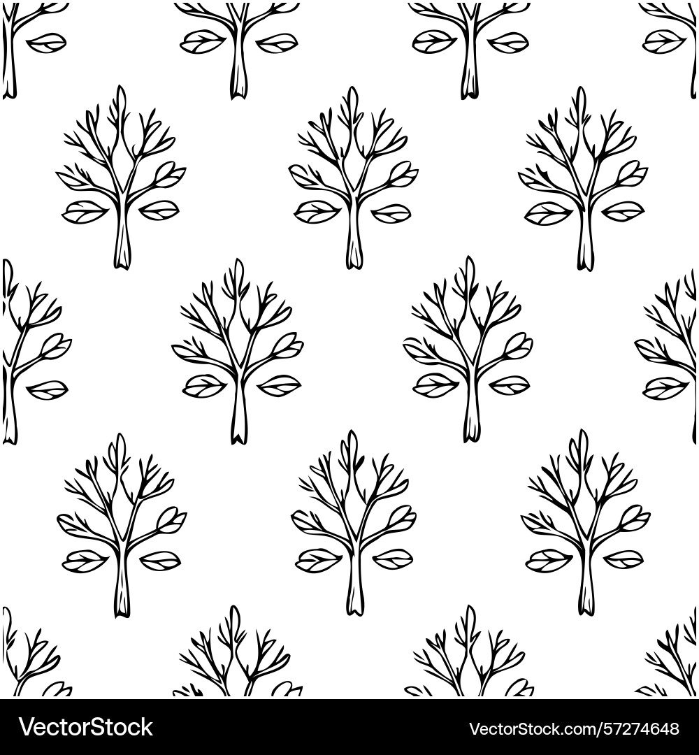 Elegant hand drawn tree pattern minimalistic Vector Image