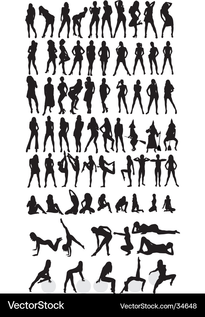 Female Silhouettes - Fitness & Movement vector image