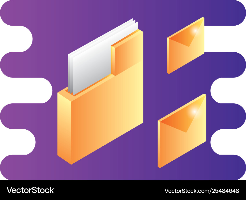 Folder documents data with envelopes mails vector image