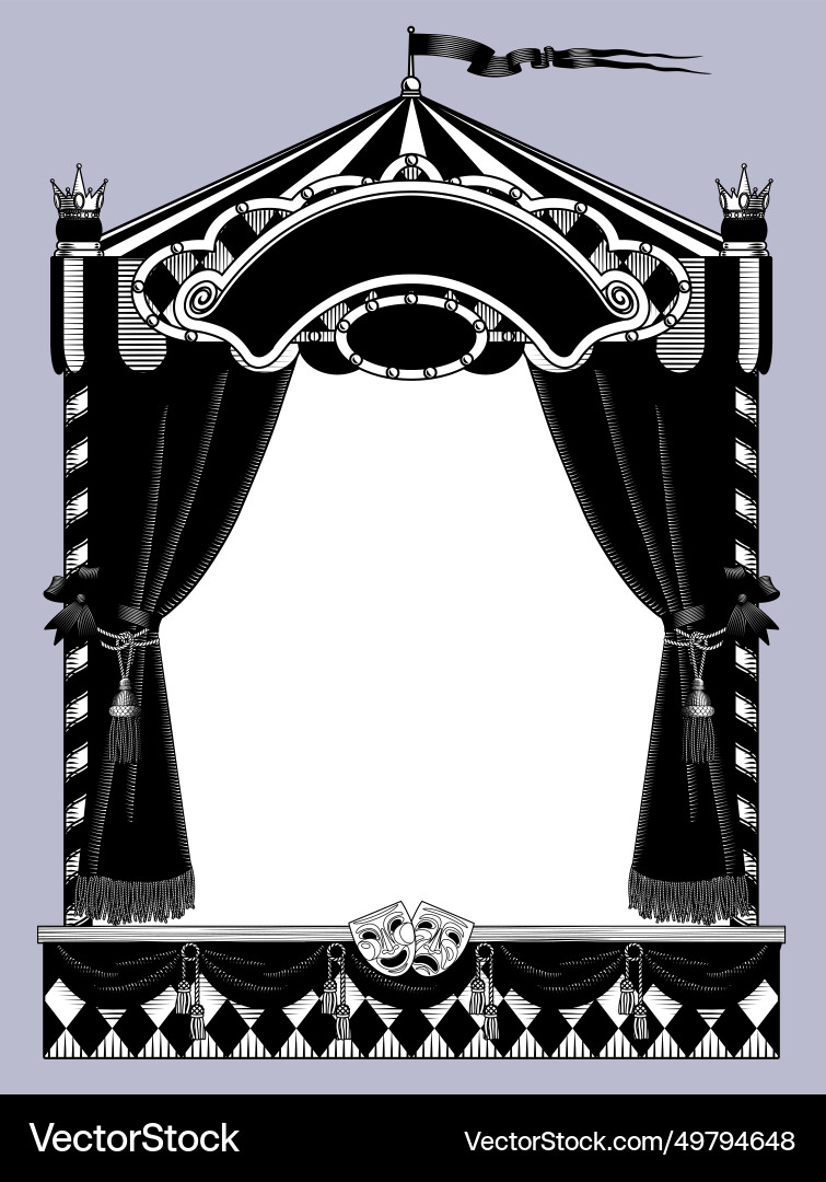 Frame in the form of a puppet theater booth vector image