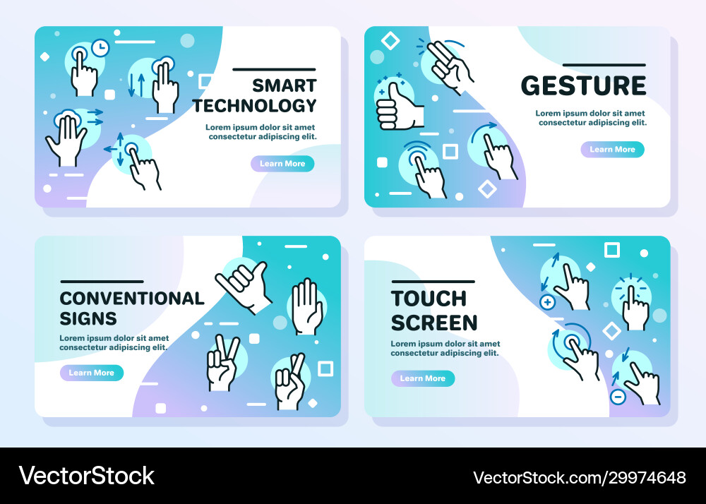 Gesture color linear icon set editable stroke Gesture color linear icon set editable stroke vector image