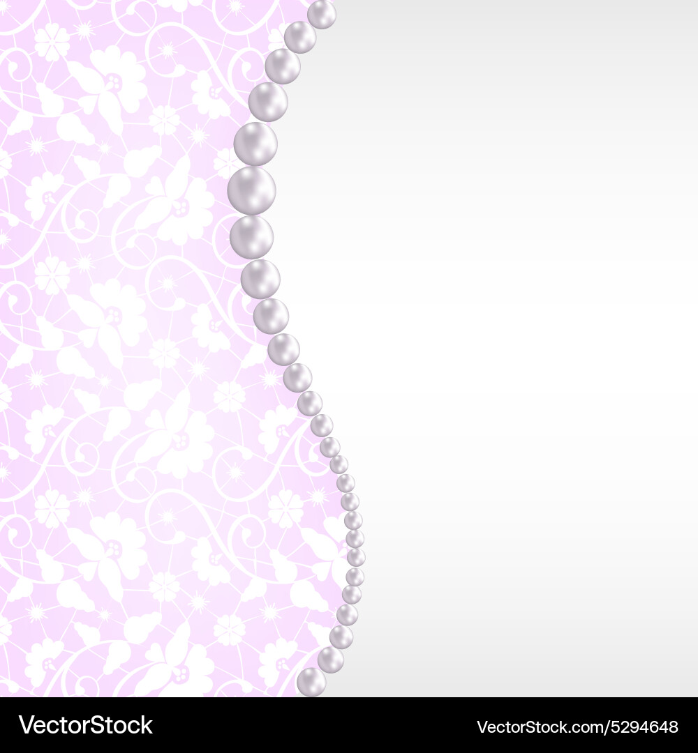 Pearl frame on lace background Royalty Free Vector Image
