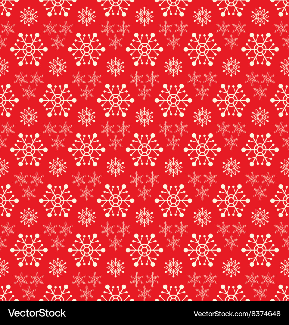 Red Snowflake Seamless Pattern vector image