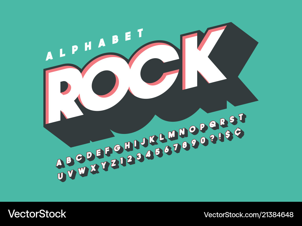 Retro 3D Alphabet Font - Display Style vector image