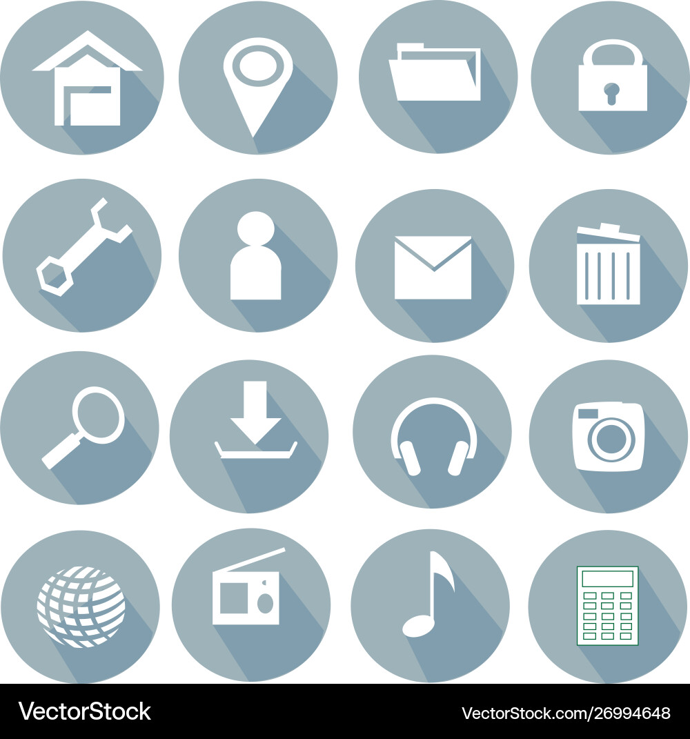 Round shape web button and icon with shadow Vector Image