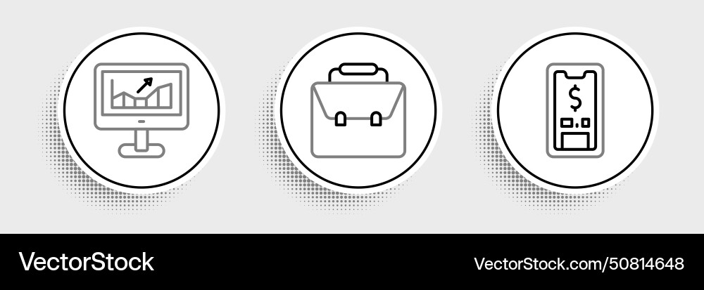 Set line mobile with dollar computer growth graph Vector Image