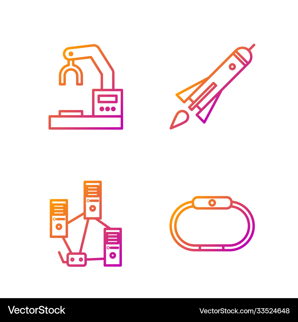 Set line smartwatch computer network robotic vector image