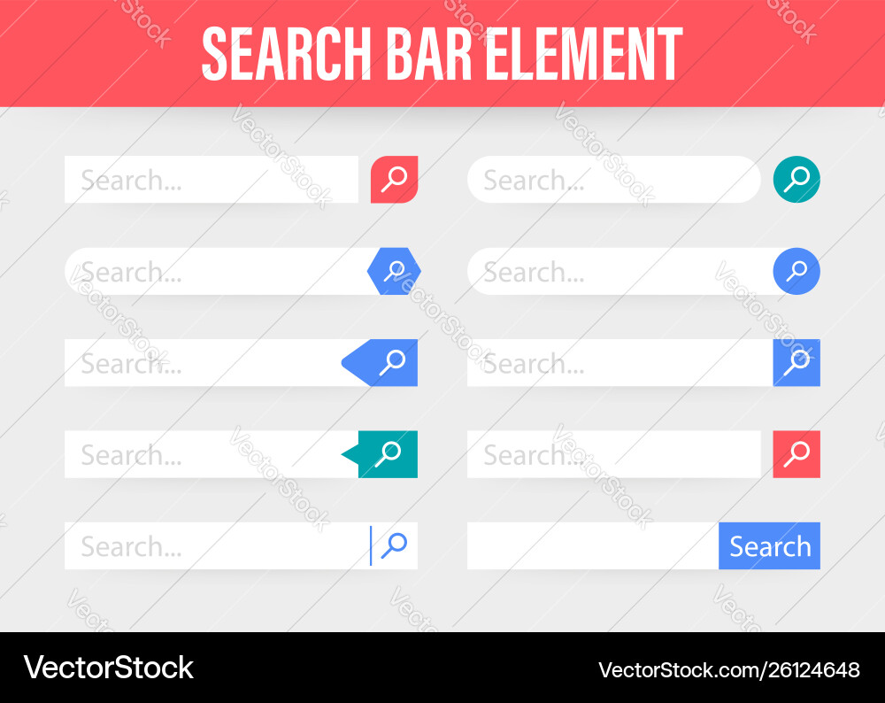 Set search bar element design boxes Set search bar element design boxes Vector Image