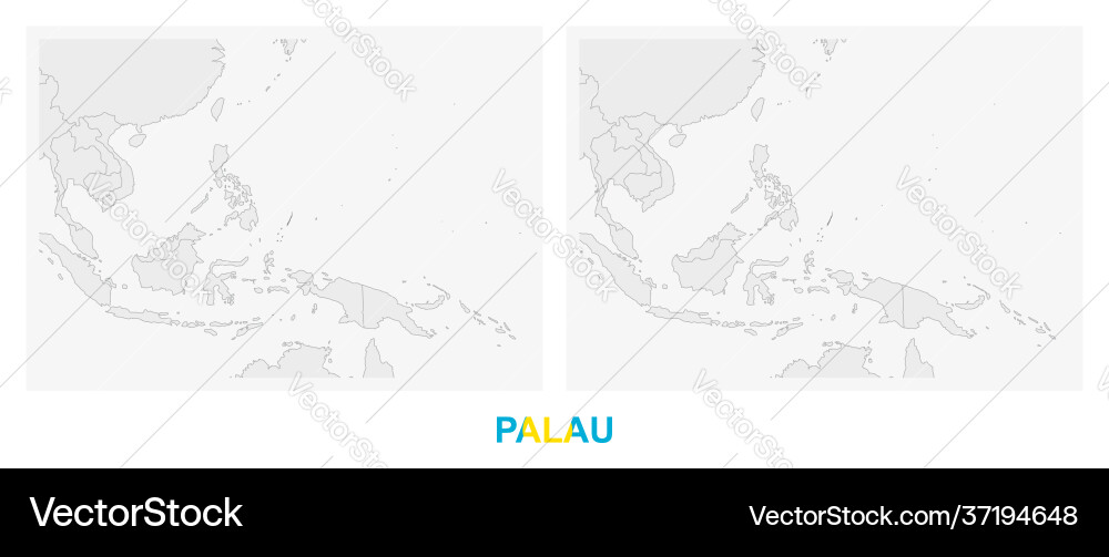 Two versions map palau with flag Vector Image