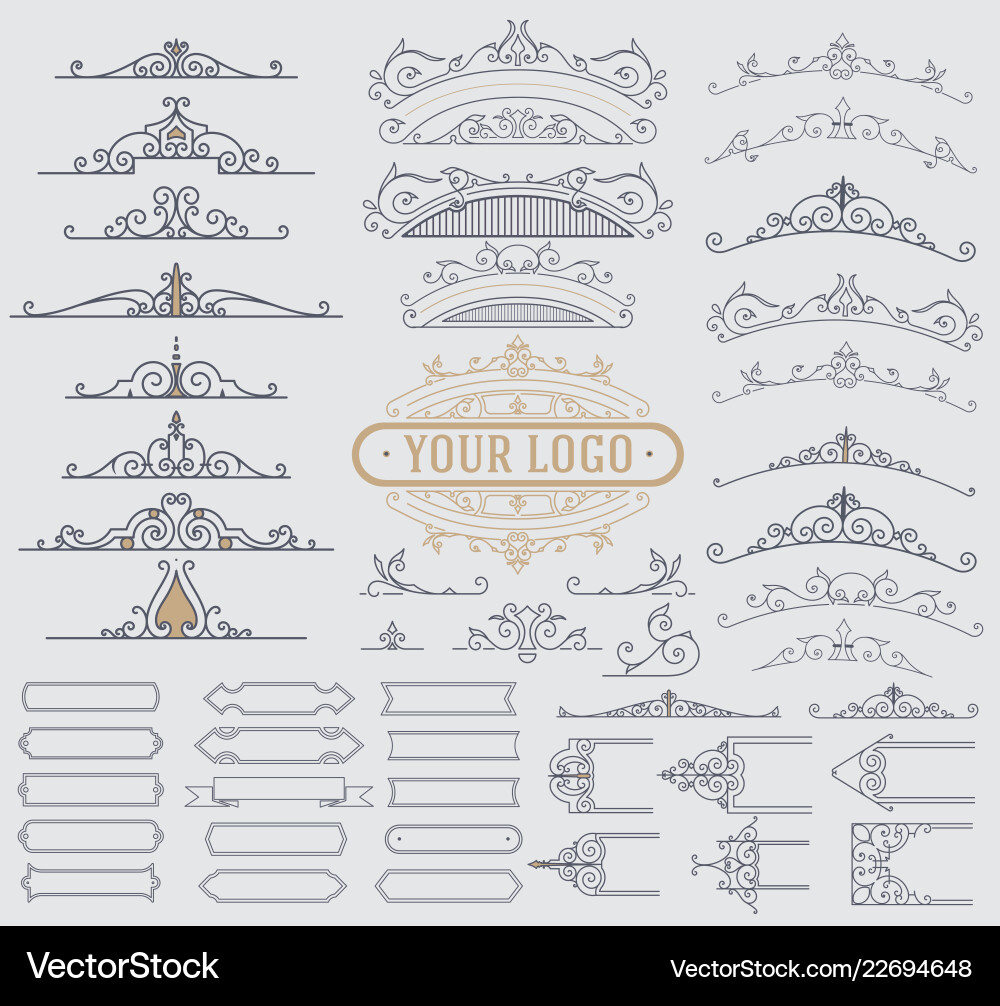 Vintage Floral & Scroll Elements Royalty Free Vector