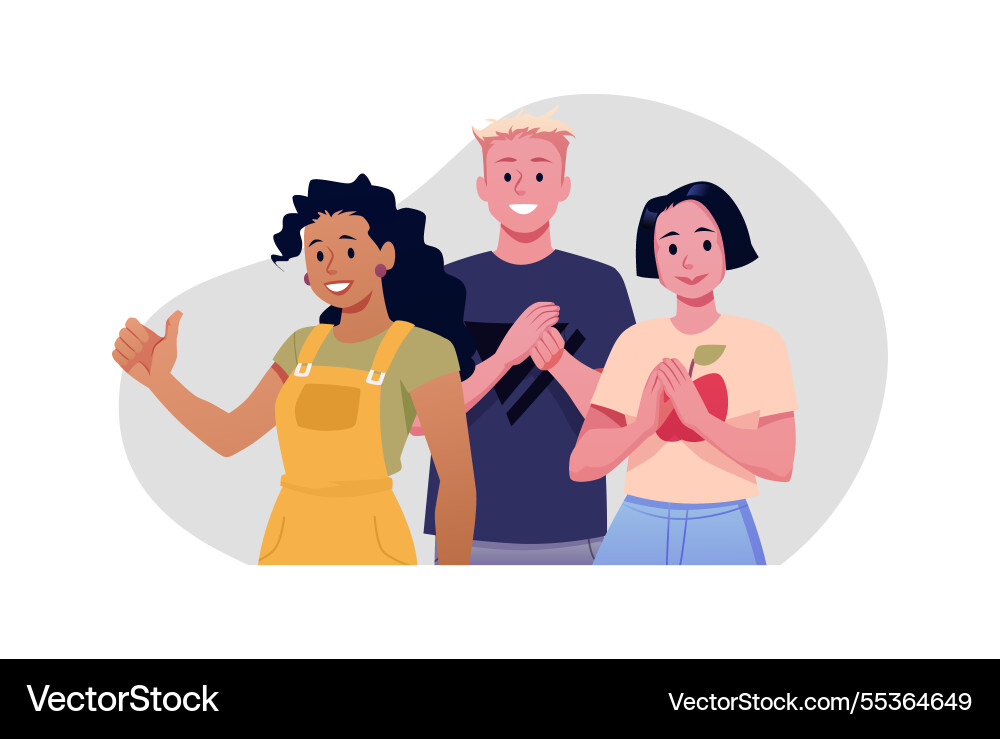 Applauding teenagers showing appreciation Applauding teenagers showing appreciation Vector Image