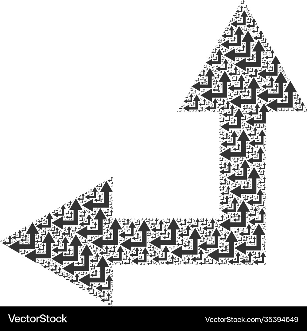 Bifurcation arrow left up recursive mosaic vector image