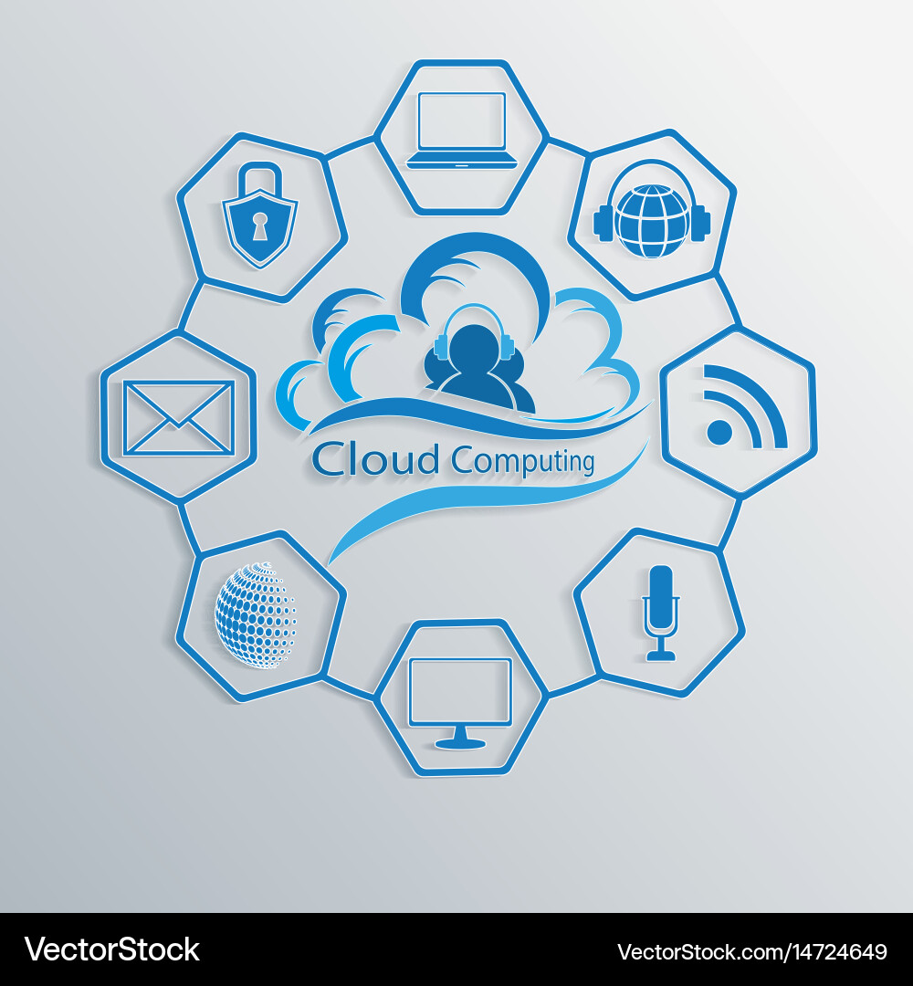 Computer cloud with attributes of the internet vector image