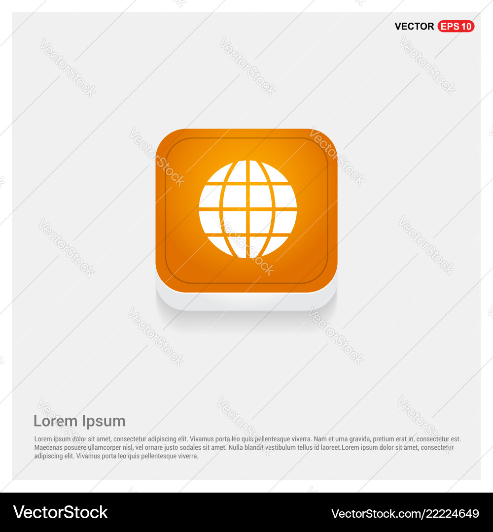 Globe icon orange abstract web button Globe icon orange abstract web button Vector Image