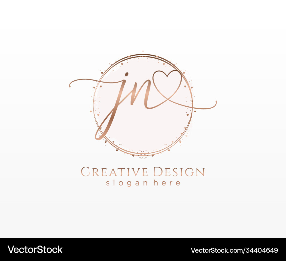 Initial jn handwriting logo with circle template Vector Image
