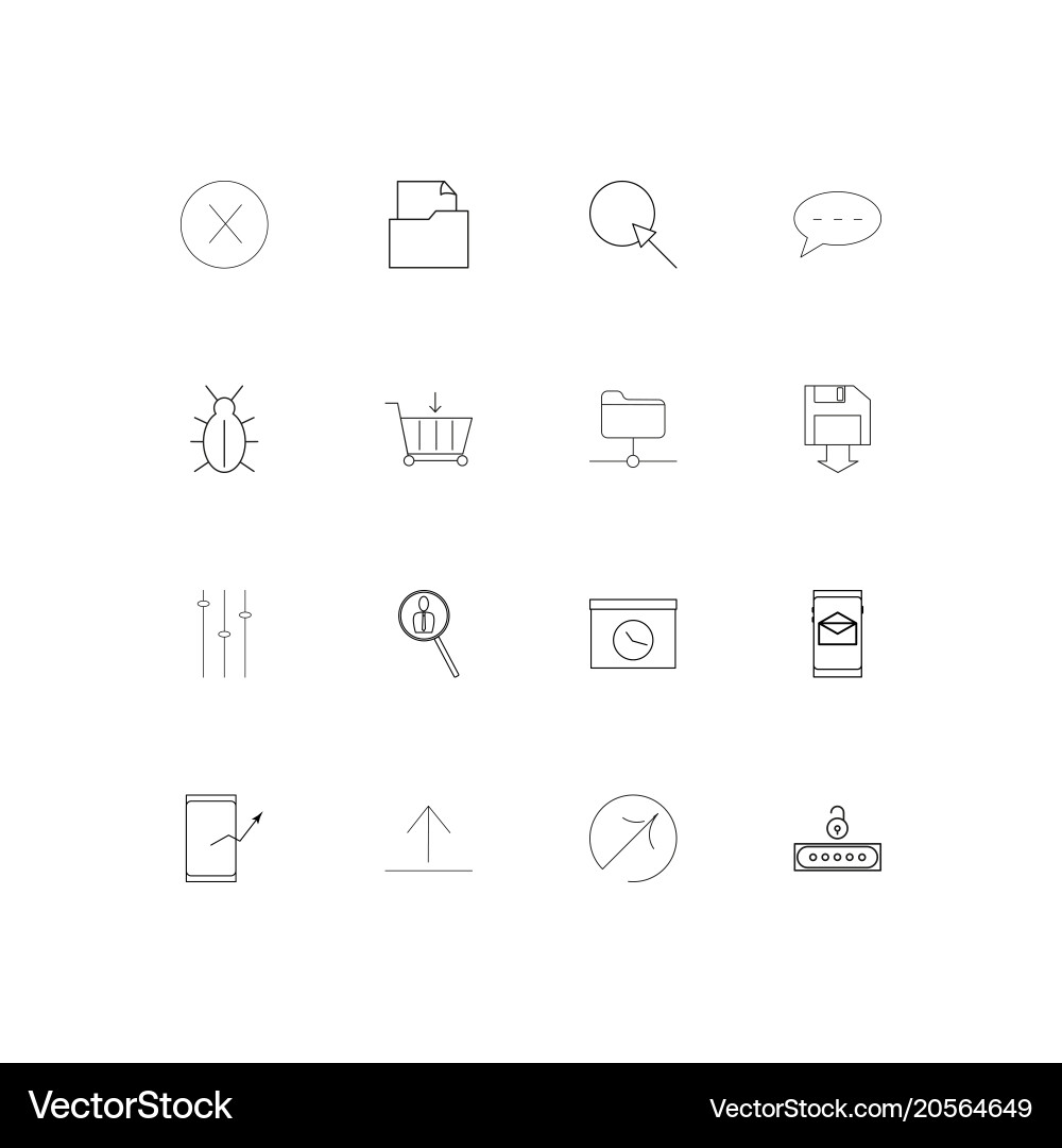 Internet technologies simple linear icons set vector image