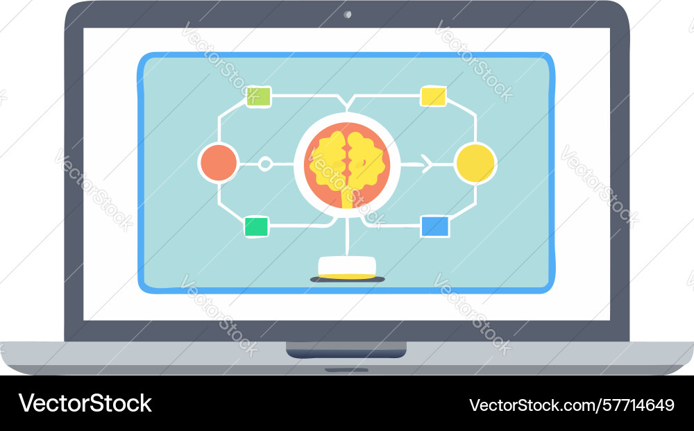 Laptop with network connection global vector image