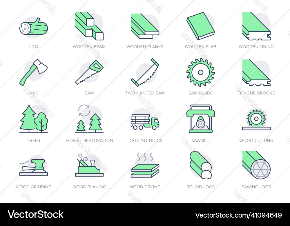 Lumber line icons include Lumber line icons include vector image