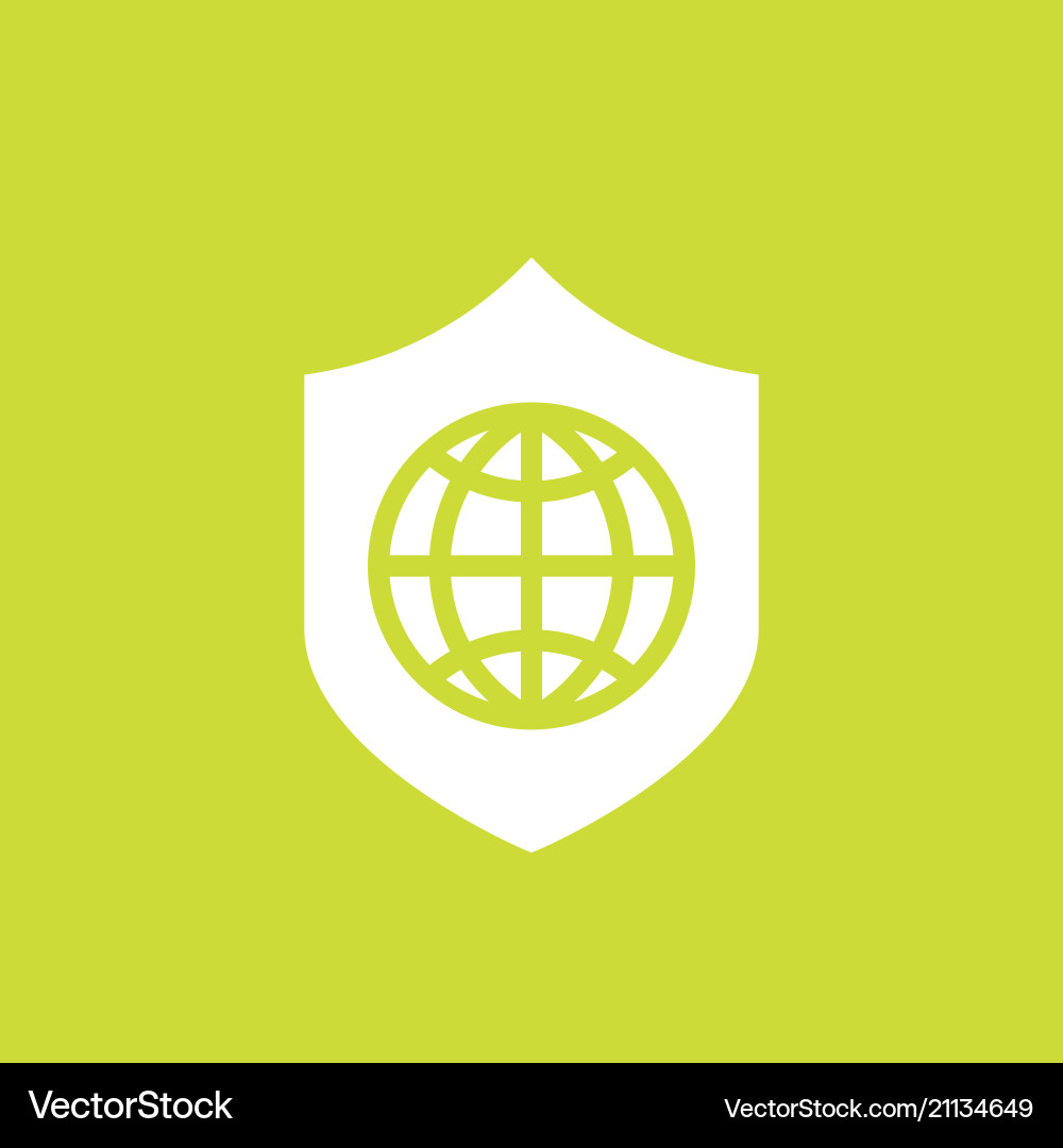 Network security icon with shield and globe Network security icon with shield and globe vector image
