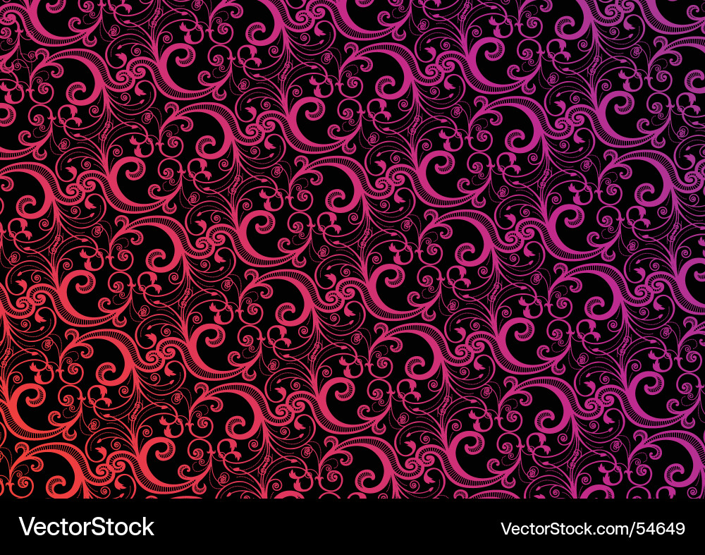 Ornate Pink and Black Floral Wallpaper Vector Image