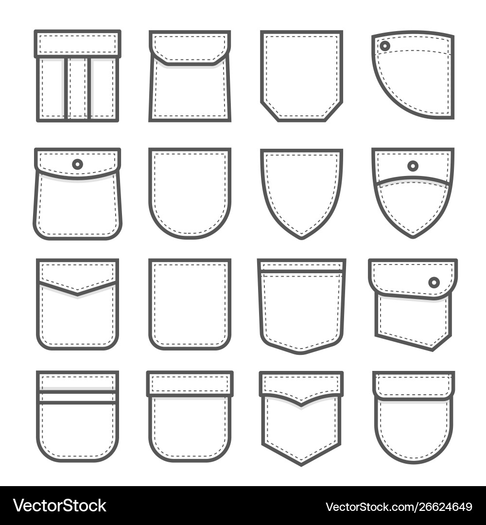 Patch Pocket Collection - Apparel Elements Vector Image