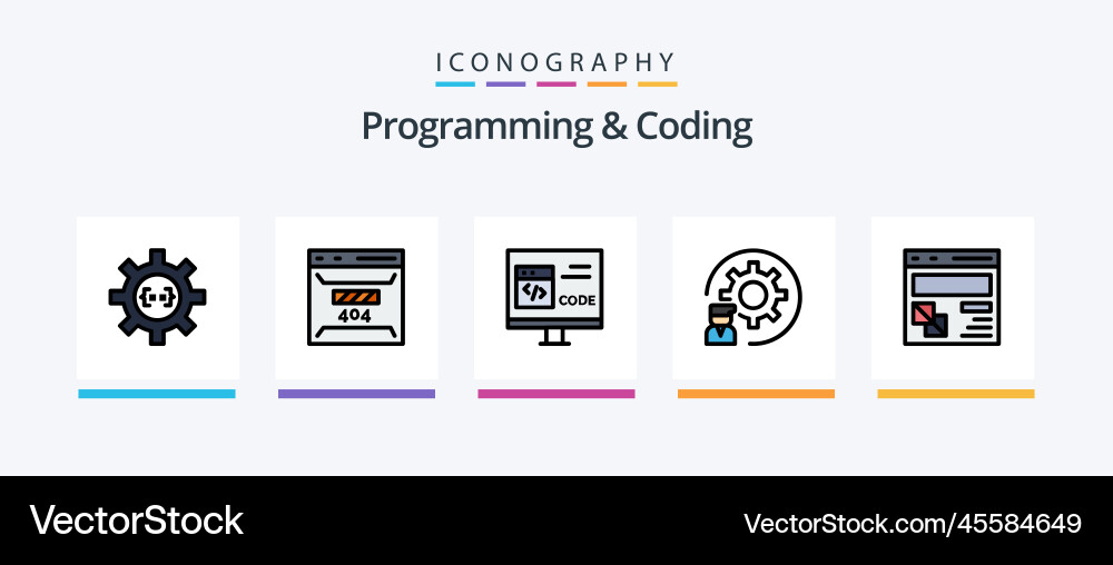 Programming and coding line filled 5 icon pack vector image