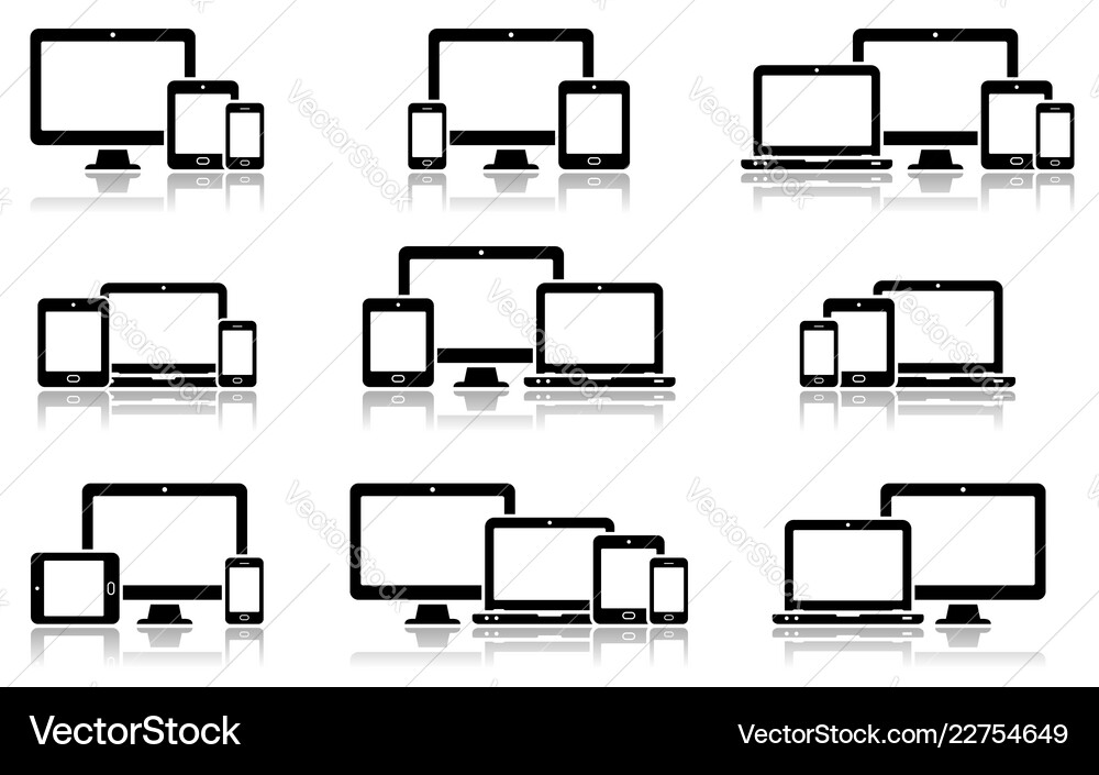 Responsive digital devices icons set Responsive digital devices icons set vector image