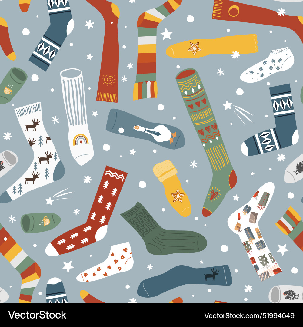 Seamless pattern with snowflakes and different Seamless pattern with snowflakes and different vector image