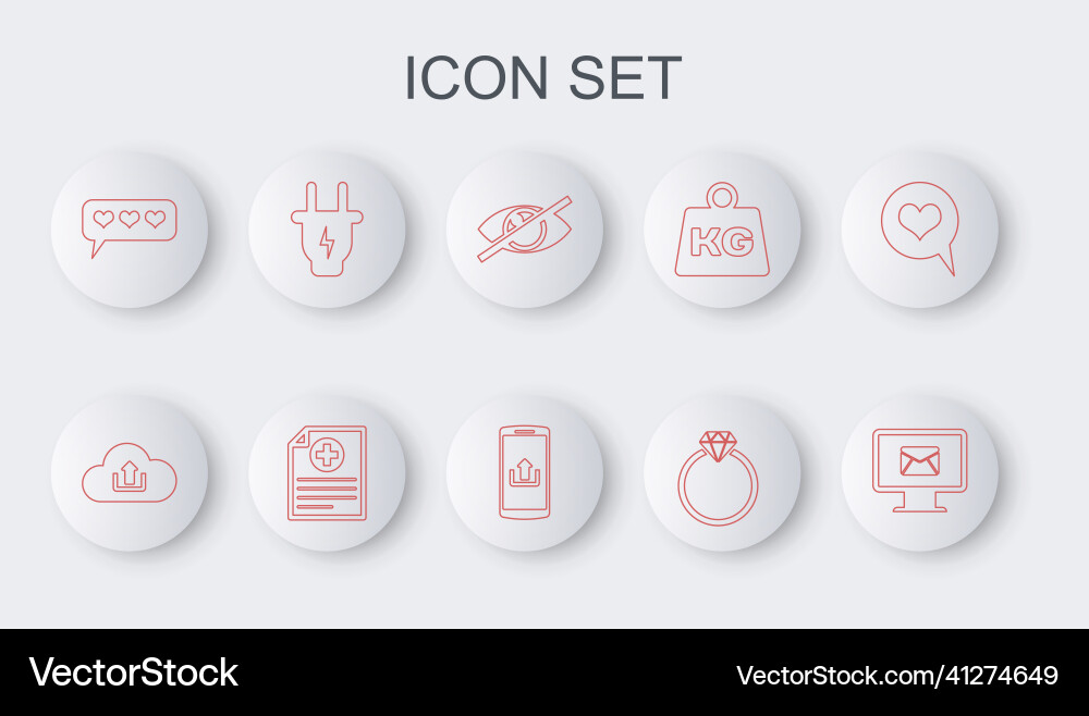Set line monitor and envelope cloud upload Set line monitor and envelope cloud upload vector image