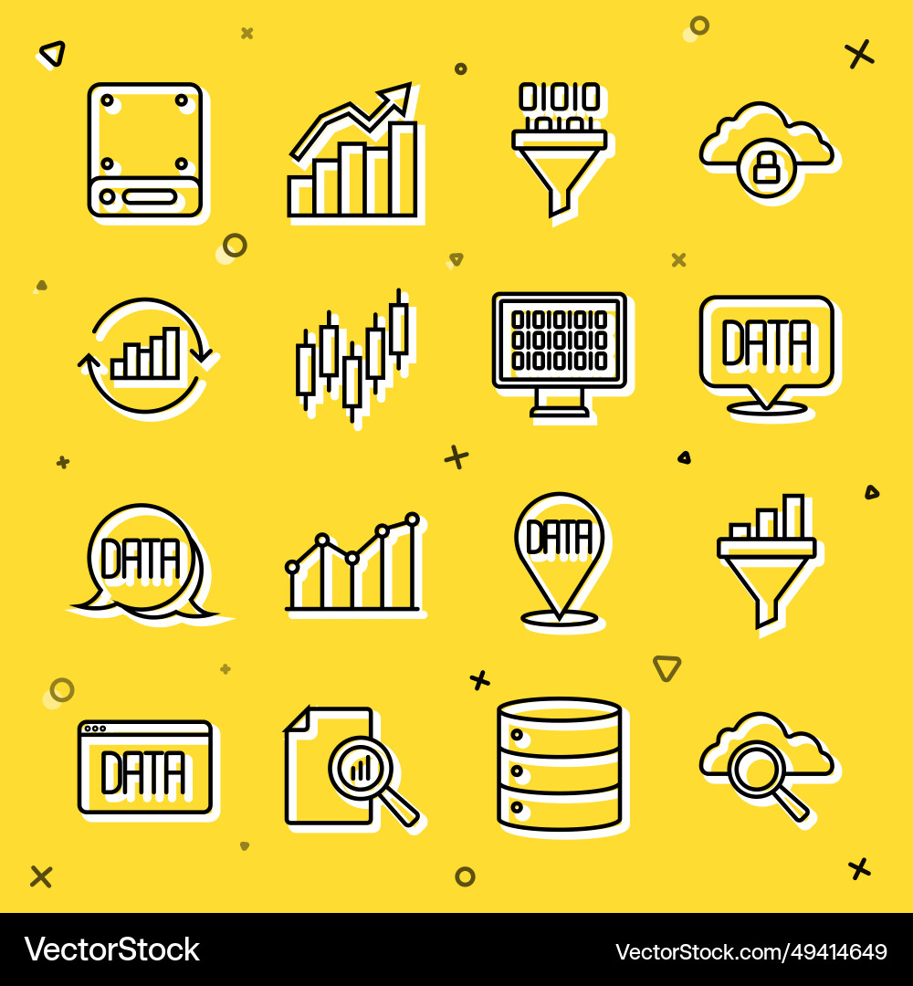 Set line search cloud computing sales funnel Set line search cloud computing sales funnel vector image